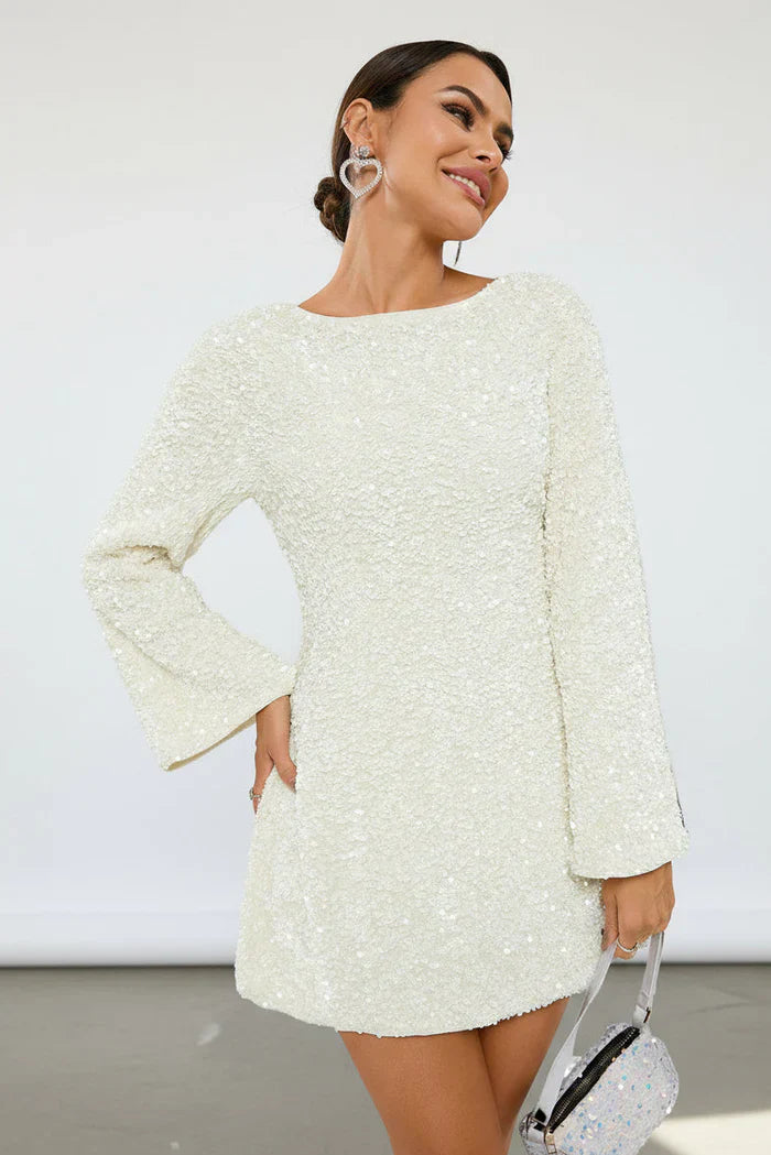 Clara - Paillettenkleid hátul masnival