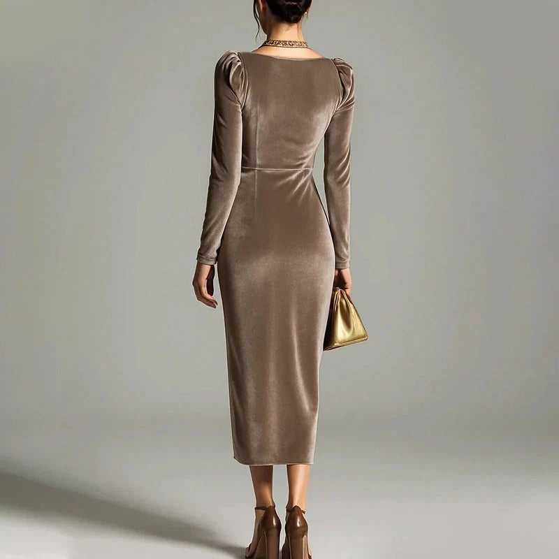 Renata - Elegáns Hosszú Velúr Ruha