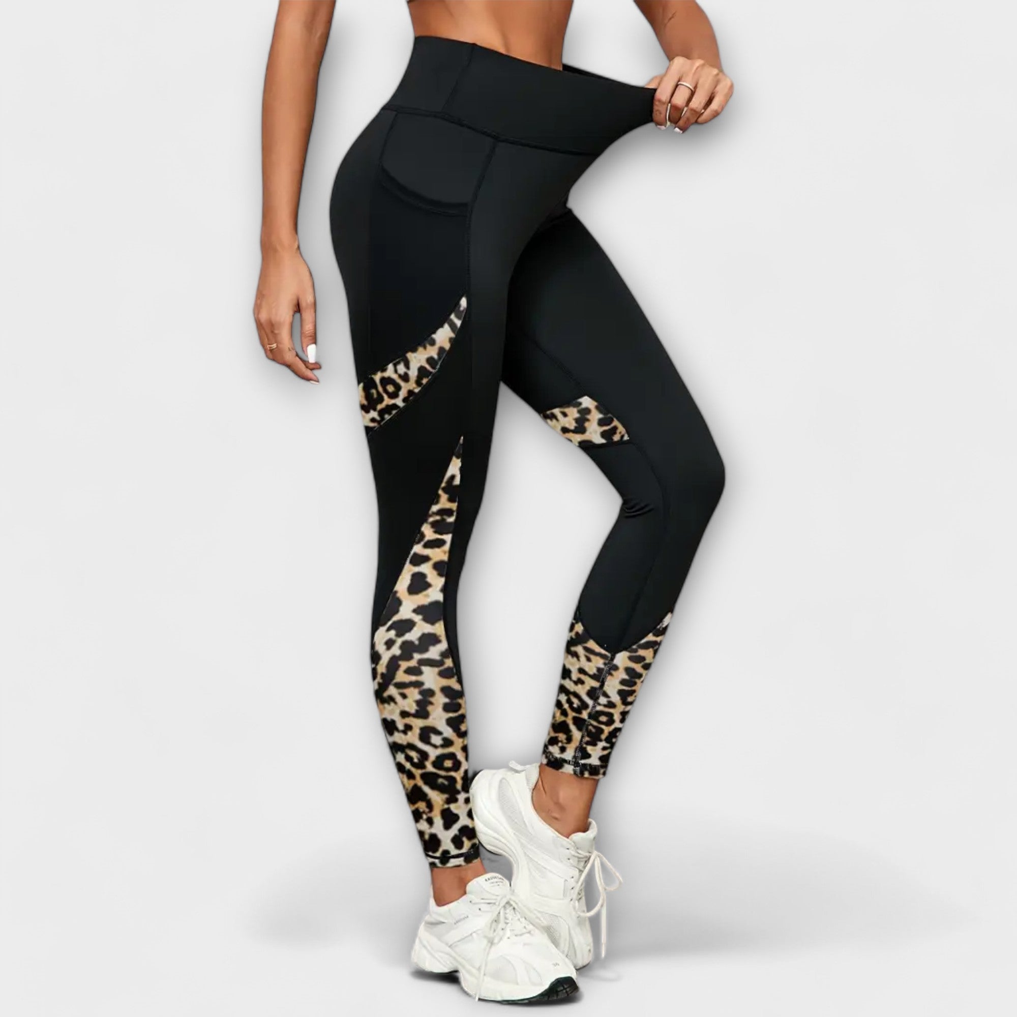Graciella - Magasított derekú mintás leggings leopárd mintával