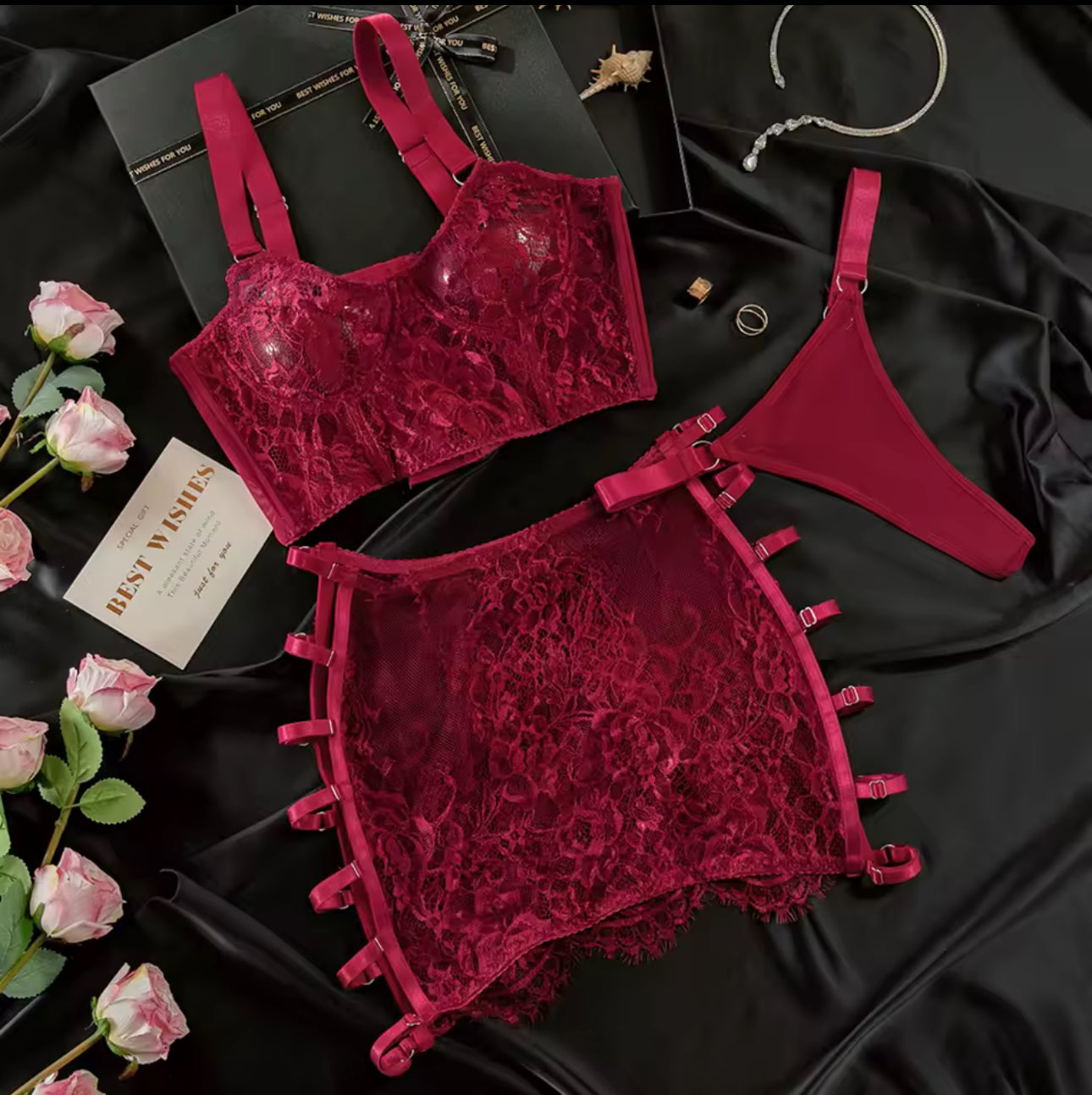 Amber™ | Piros Vágy Lingerie Szett